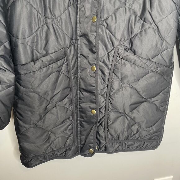 Quince Quilted Jacket Womens Small Black Featherless Quilted Long Full Zip - Picture 2 of 9